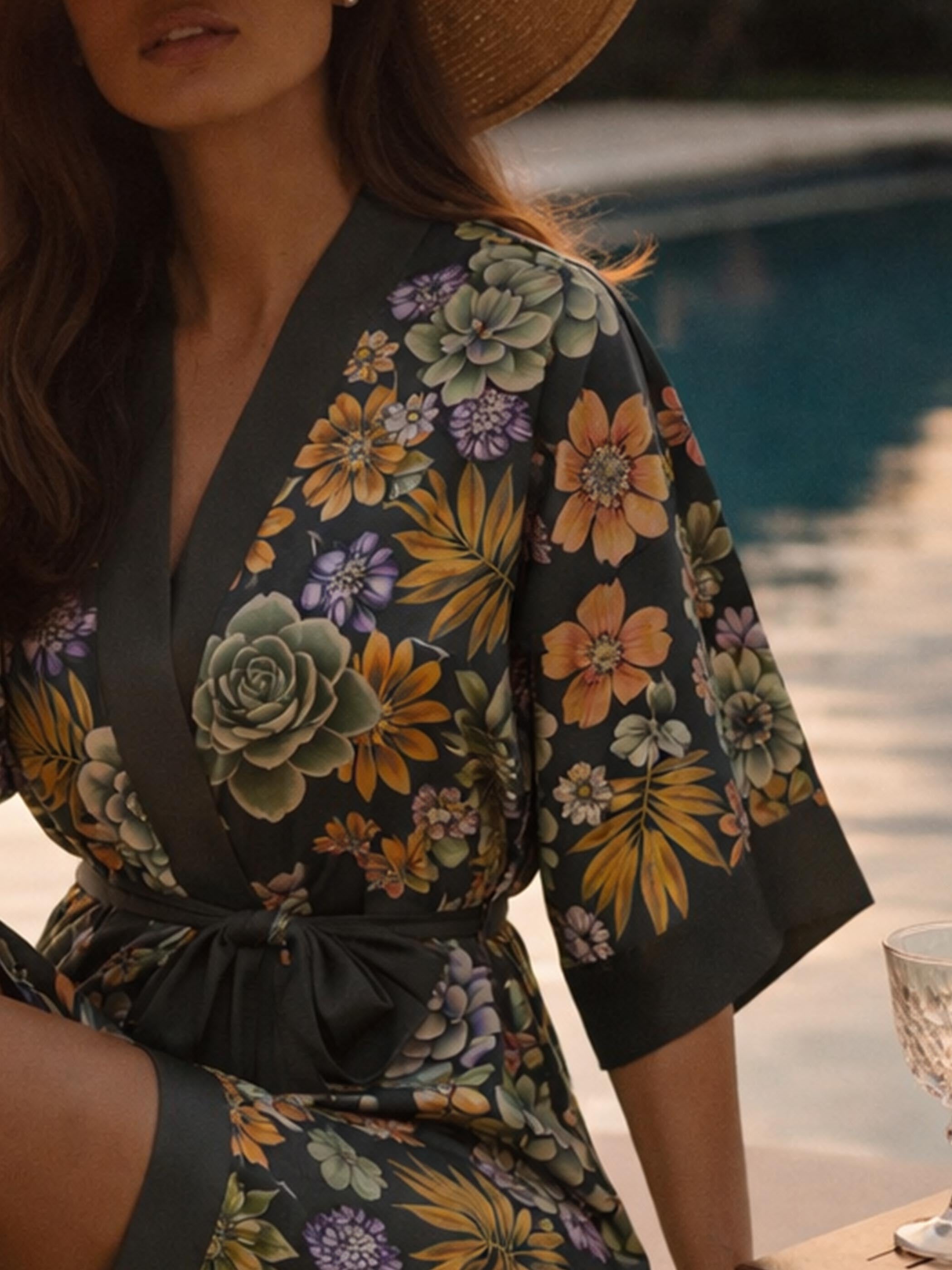 ALL•PORT Silk Kimono — Paradisiacal Protea