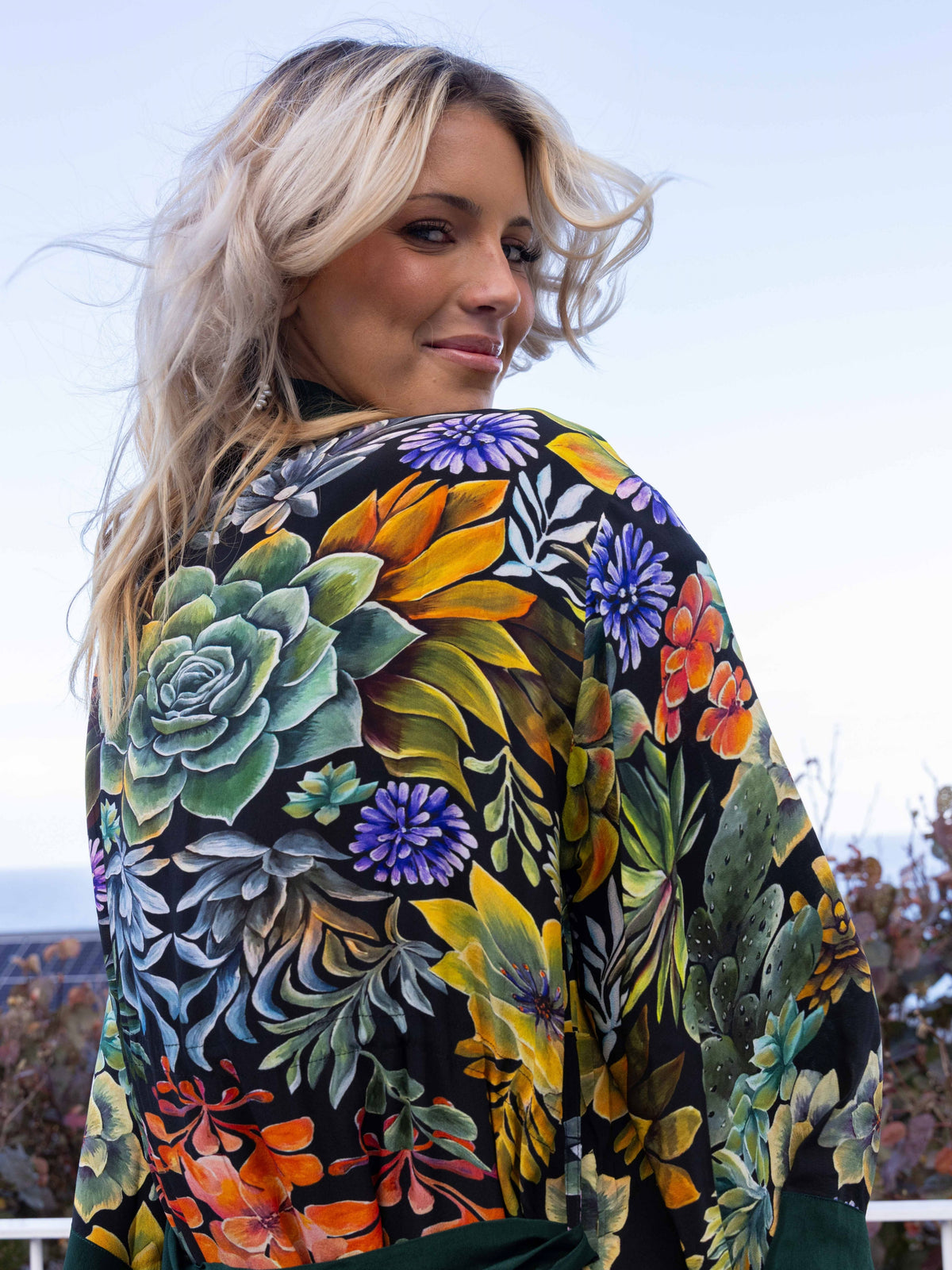 ALL•PORT Silk Robe — Succulent Symphony