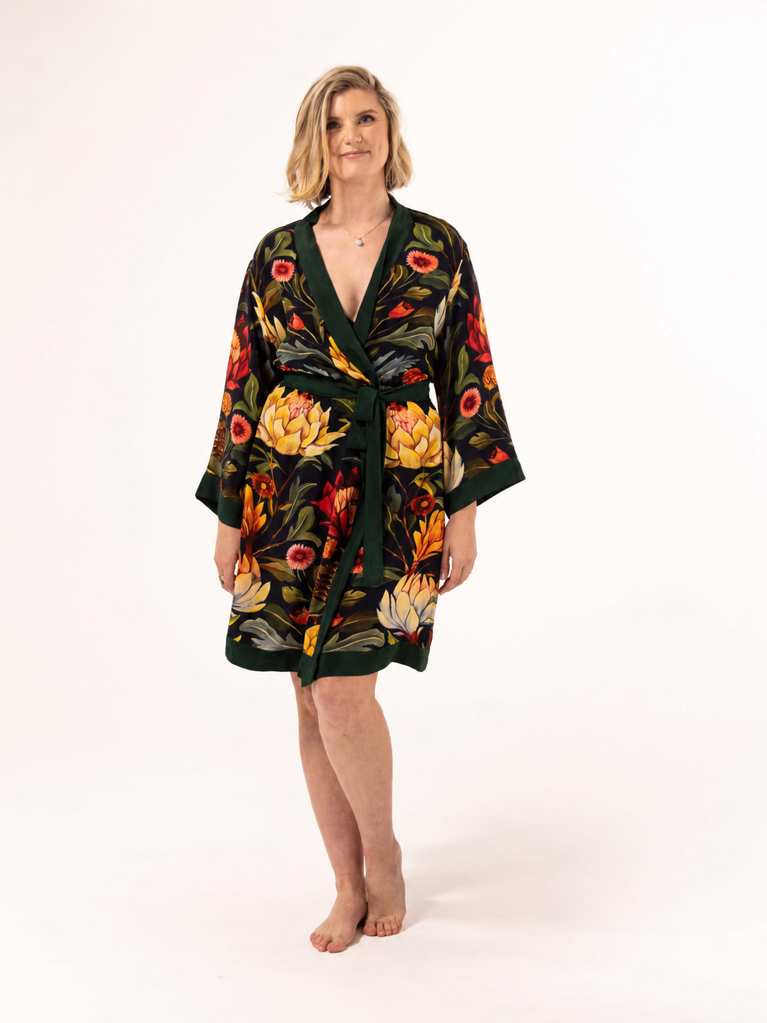 ALL•PORT Silk Robe — Artichoke Agape