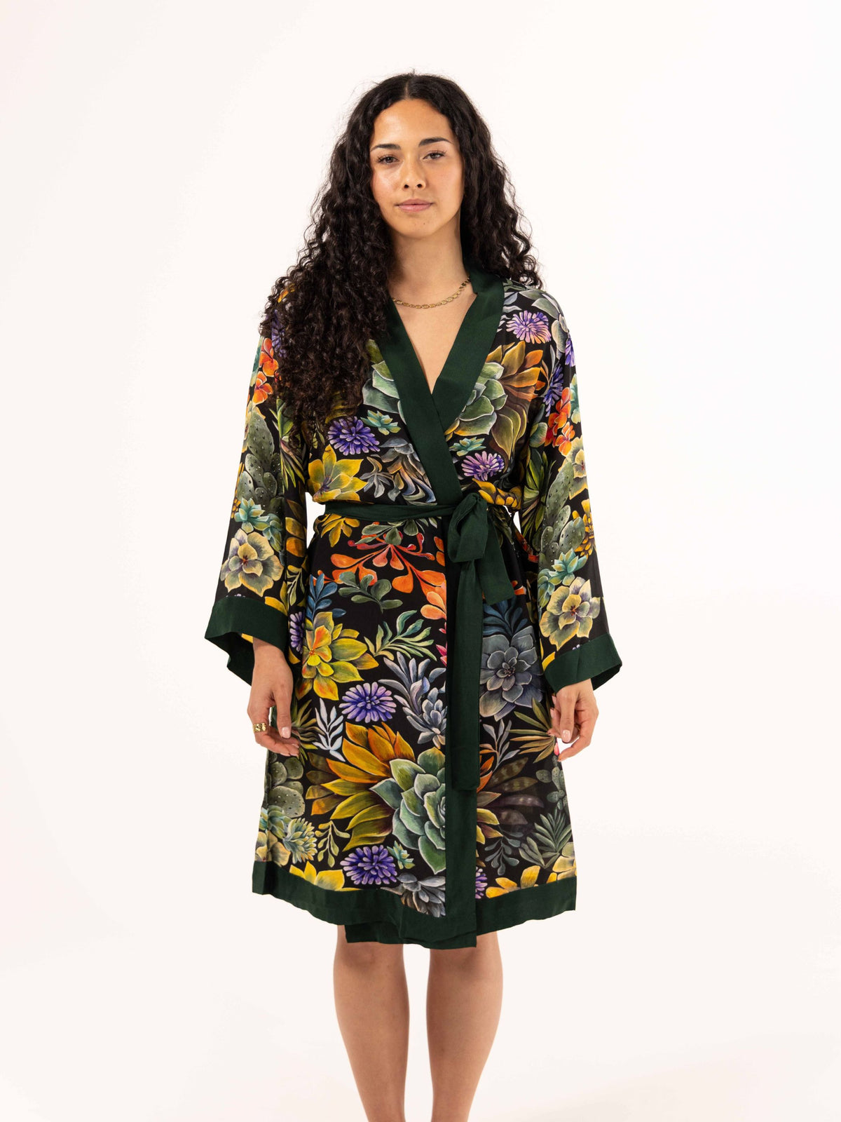 ALL•PORT Silk Robe — Succulent Symphony